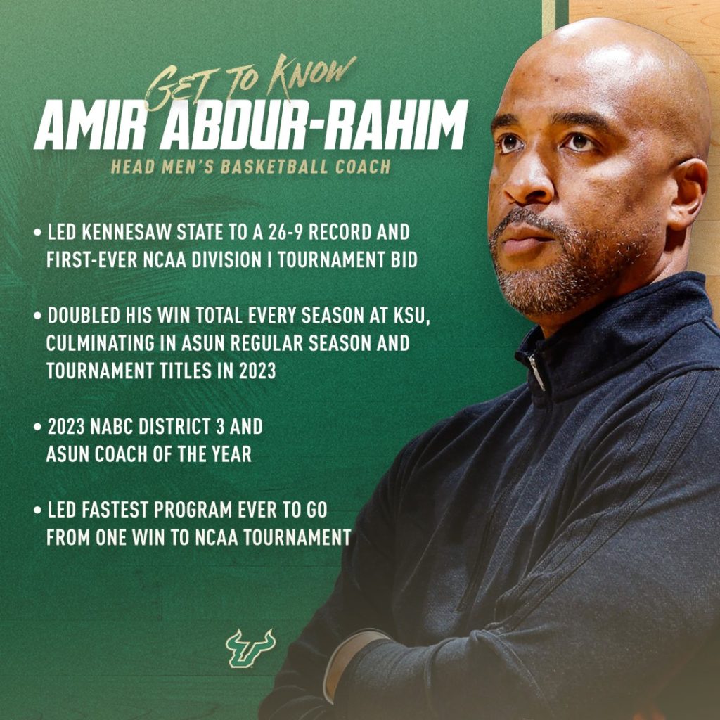 USF Athletics Names Amir Abdur Rahim As The 11th Head Coach For Mens