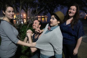 From left to right, Molly Healy, Michael Slattery, Lauren Field and Danielle Calderone perform in the play “As You Like It.”