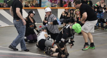 Battle Bruises: Roller derby is known to be a physical sport. Often, rollergirls leave bouts with bruises from the consistent collisions on the track. Devin Rodriguez | The Crow's Nest