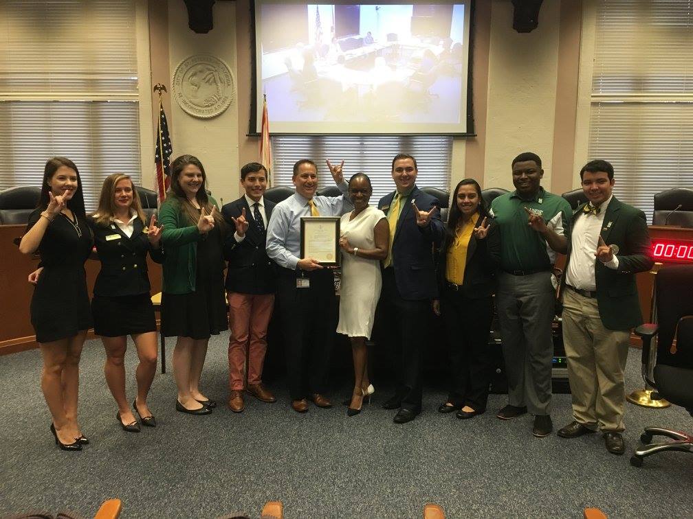 Courtesy of USF St. Petersburg On April 14, Mayor Rick Kriseman and Deputy Mayor Kanika Tomalin met with seven USF St. Petersburg students, who spent the day at St. Petersburg’s City Hall to learn more about local government.