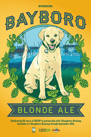 Alberta is featured on the label of 3 Daughters Brewing’s “Bayboro Blonde Ale,” re-named in celebration of the university’s 50th anniversary. Courtesy of USF St. Petersburg