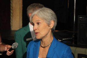 Trailblazer: During her press conference before the rally, Jill Stein lays out the importance of clean energy and highlights her Green New Deal. “The [Green New Deal] is an emergency jobs program that not only fixes the crises of our economy, but also solves the crisis of climate change and makes the wars for oil obsolete,” said Stein.