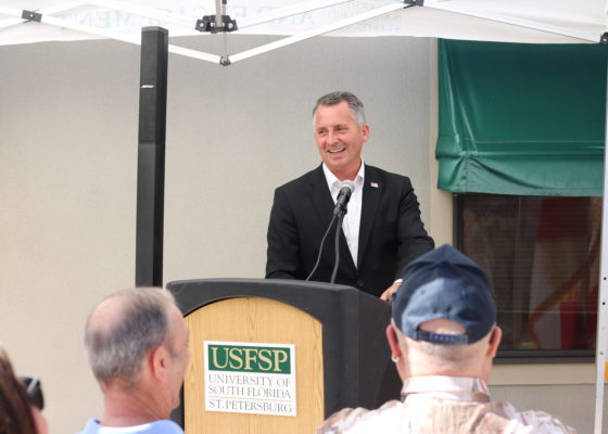 Celebrating the Brave: U.S. Rep. David Jolly visited campus in support of the one year anniversary of the MVSC. Jolly also handed out pins to Vietnam veterans. (Devin Rodriguez | TCN)
